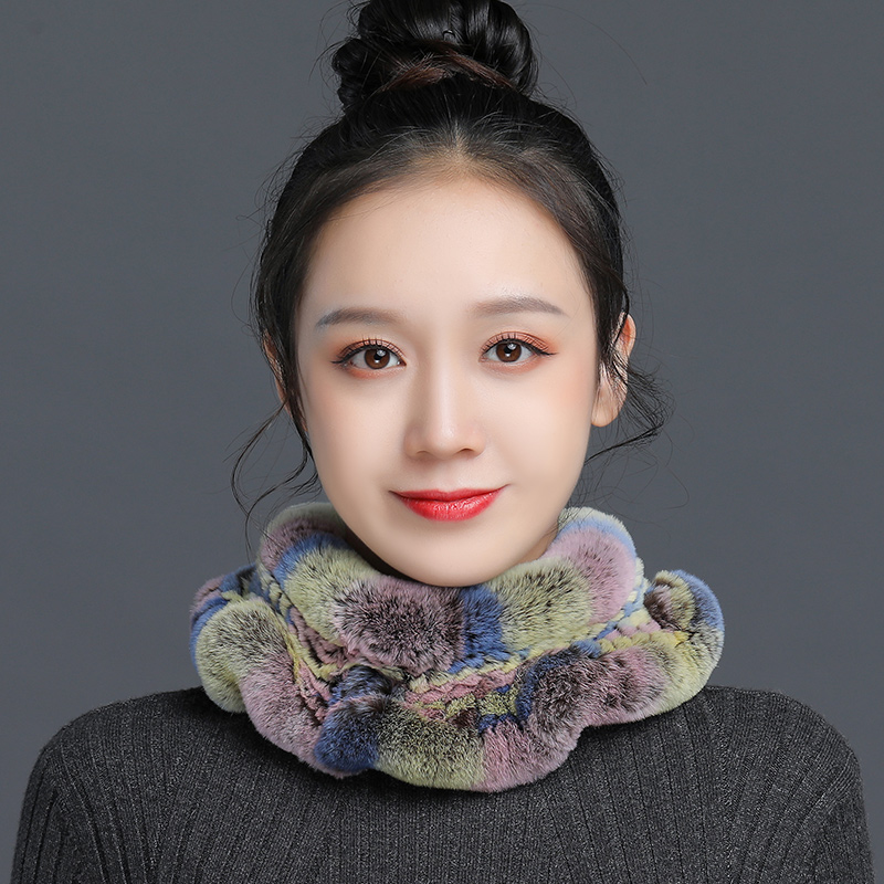 獭兔毛围脖女秋冬季皮草编织冬天
