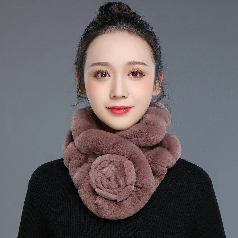皮草围巾女士秋冬季獭兔毛围巾妈妈老人加厚保暖脖套韩版百搭围脖