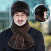 整貂帽子男冬季 老年人整皮保暖水貂毛皮草帽子护耳貂皮鸭舌帽父亲