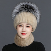 水貂毛帽子女士秋冬季 保暖狐狸毛皮草帽子加厚韩版 貂皮女帽子冬天