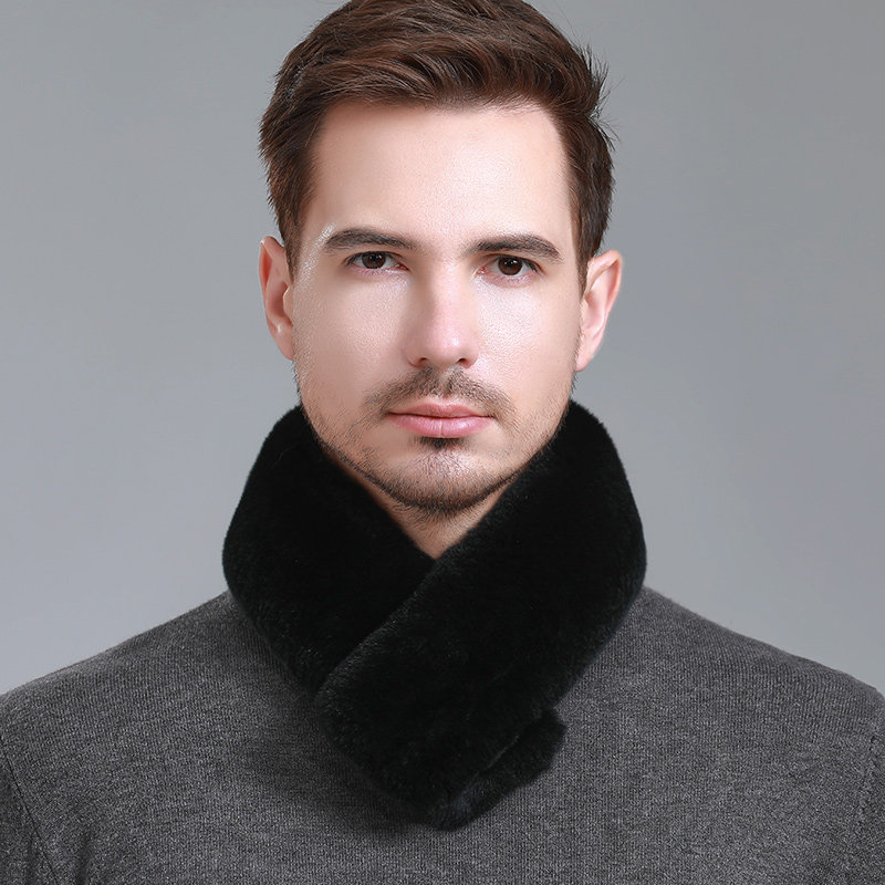 整皮冬季吸铁石獭兔毛护颈围巾