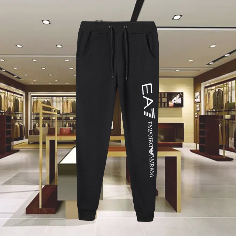 奥莱啊码妮卫裤男装秋冬季运动裤子加绒休闲裤加厚长裤黑色束脚裤