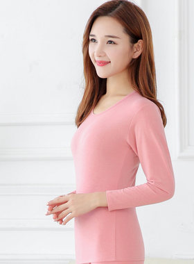 女秋冬季圆领薄款保暖内衣
