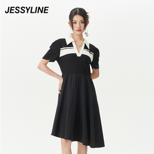 2折特卖款 jessyline夏女装 杰茜莱修身不规则连衣裙子 325111345