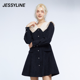 专柜新品 2折特卖款 冬季 连衣裙女 jessyline女装 杰茜莱娃娃领衬衫