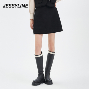 女装 杰茜莱黑色高腰a字半身裙 专柜新款 jessyline冬季 345212468