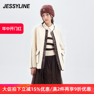 女装 杰茜莱羊羔毛绒皮草外套女 专柜新款 jessyline冬季 342121050