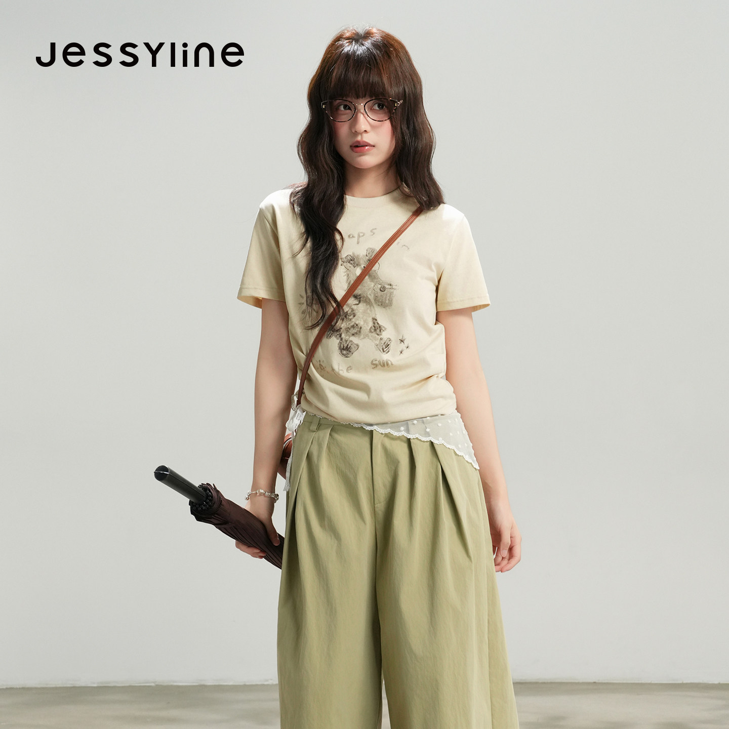 jessyline杰茜莱2026夏新短款卡通印花减龄短袖T恤女显瘦百搭上衣