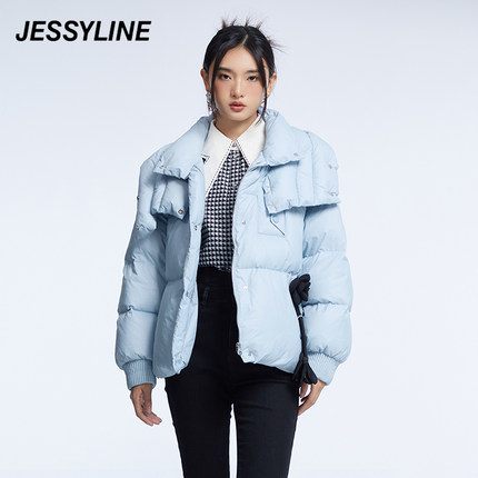 2折特卖款 jessyline女装冬季专柜新品 杰茜莱浅蓝色羽绒服外套女