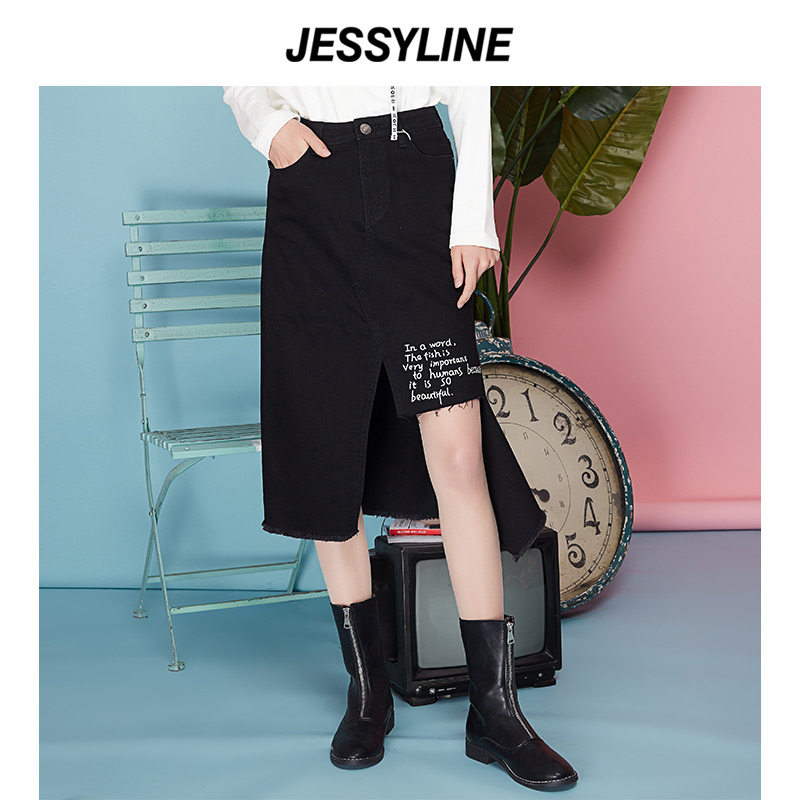 2折售罄款 jessyline  杰茜莱黑色不规则字母牛仔半身裙在类目 女装/女士精品, 半身裙中 - 来自Buy2taobao.com提供专业的淘宝代购服务