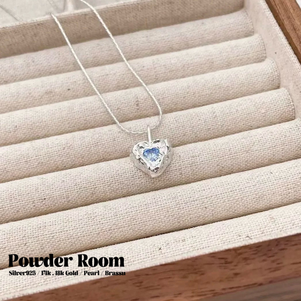 Powder Room·S925纯银项链｜海蓝之心银项链锁骨链