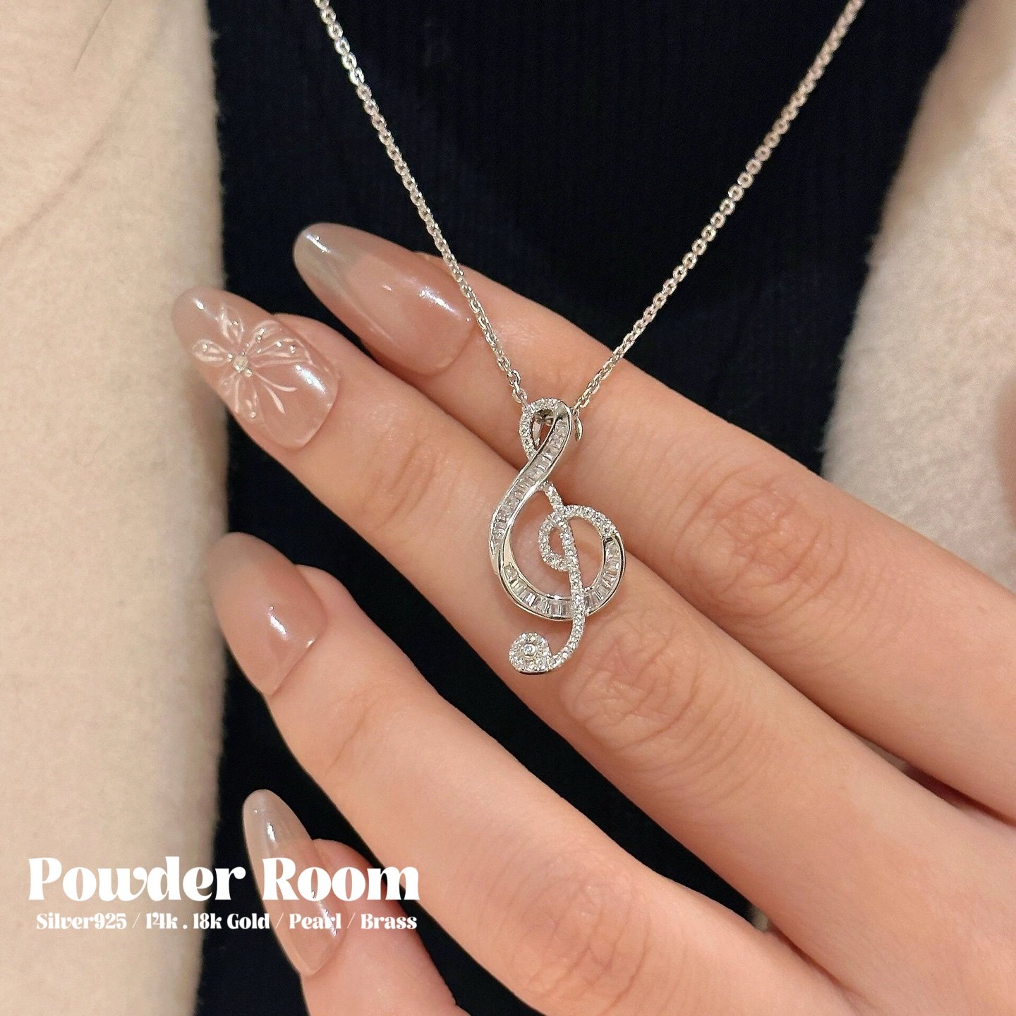 Powder Room·S925纯银项链｜跳动的音符银项链锁骨链