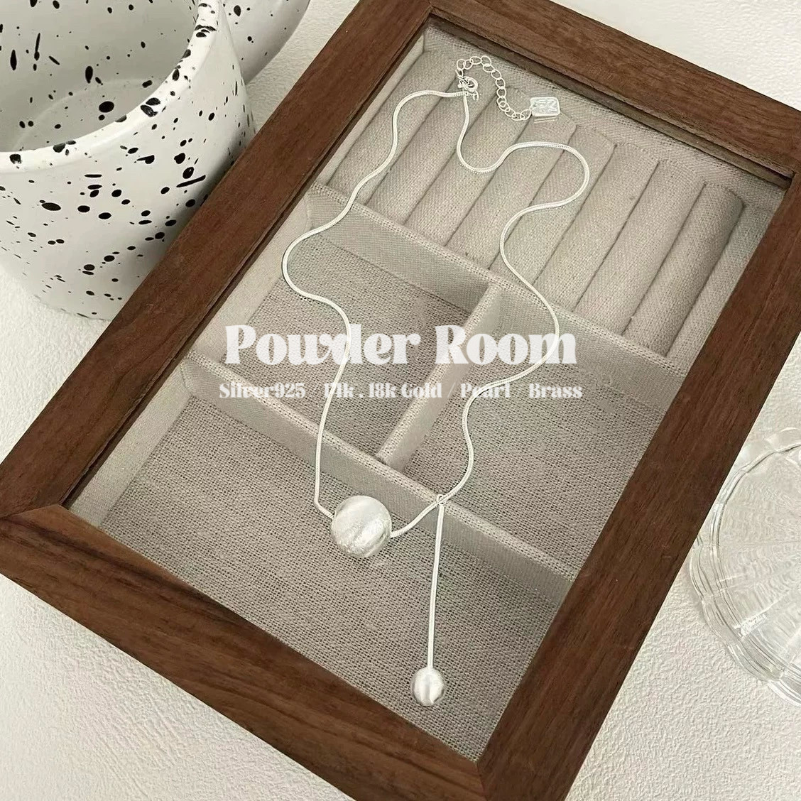 Powder Room·有求必应珠圆玉润银项链 拉丝球球流苏项链 锁骨链