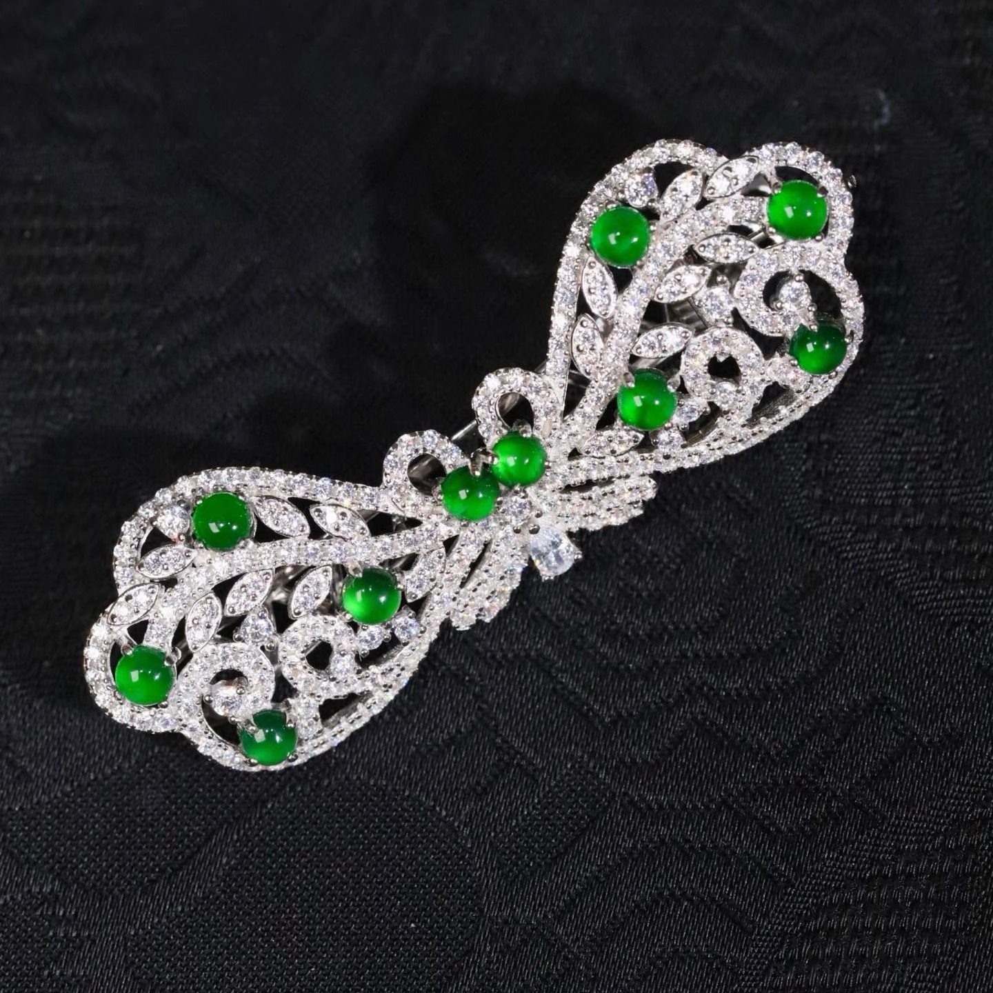 通体925纯银镀金 天然A货翡翠辣绿色女款发夹 国风配饰蝴蝶结,饰品/流行首饰/时尚饰品新,银饰配件,淘宝优惠券,粉丝福利购,淘宝优惠卷