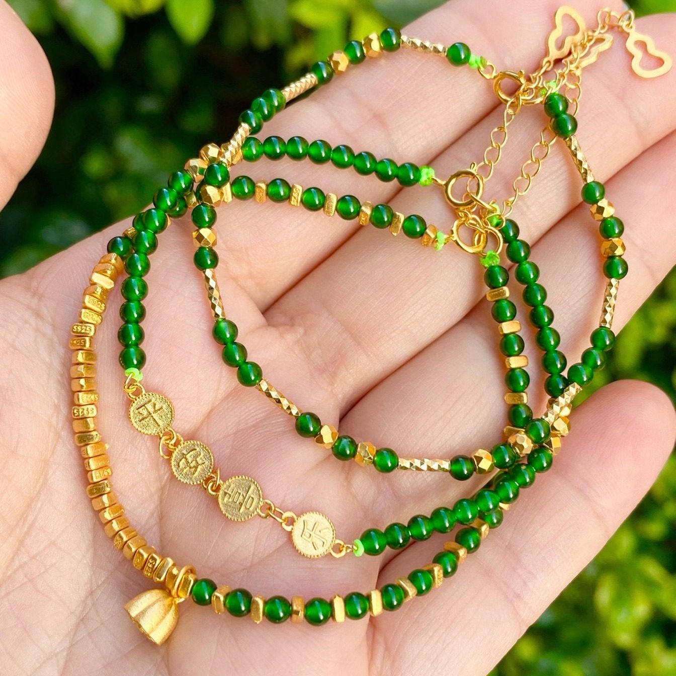 天然A货翡翠珠珠手链 925纯银古法 葫芦莲蓬平安喜乐满天星 女,珠宝/钻石/翡翠,其他,淘宝优惠券,粉丝福利购,淘宝优惠卷