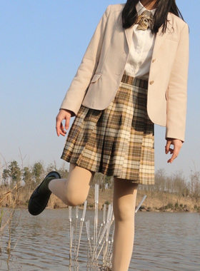 琥珀JK制服裙格裙半身裙学生校服中牌制服馆汝汝同学清新学生绿格