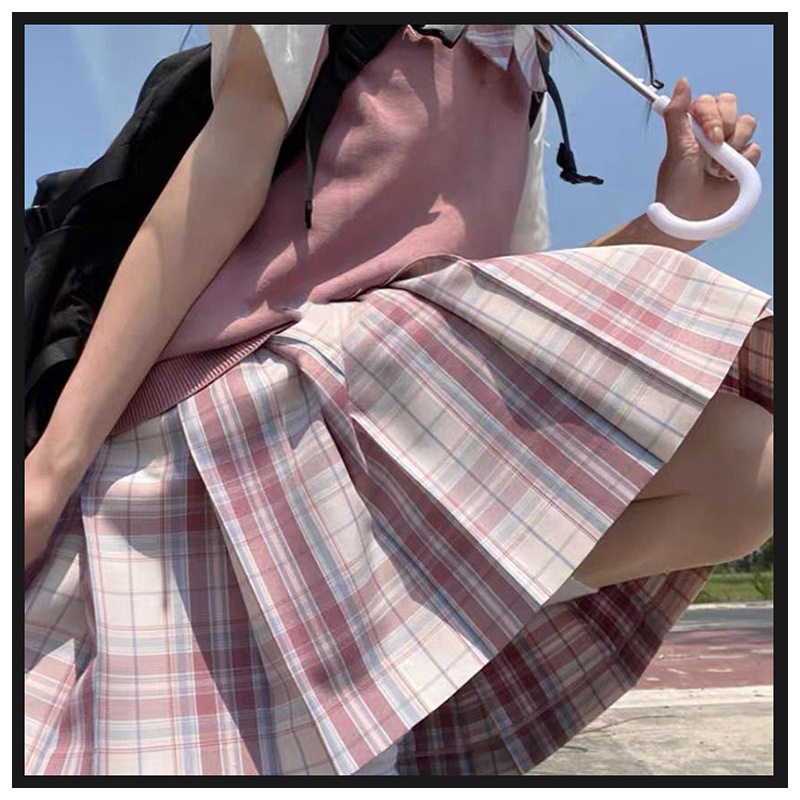 兔吉舍大粉格子jk制裙现货格裙兔吉社制服忆潇原创jk设计花崎学姐