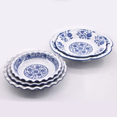 青花瓷大汤碗12寸加深盘子水煮鱼盆餐饮商用十英寸酒店饭店带耳朵