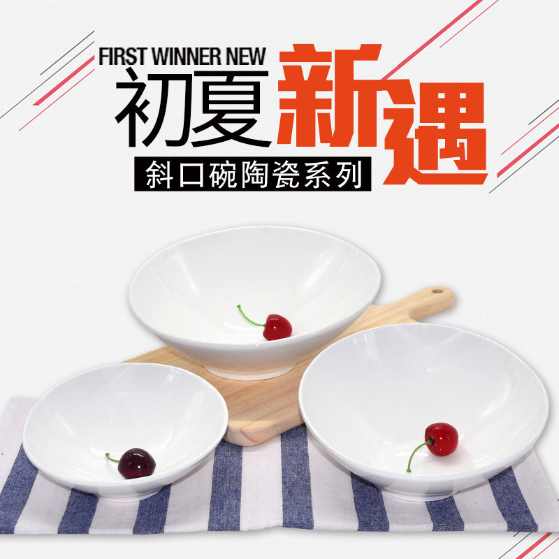 陶瓷创意斜口碗家用火锅蔬菜商用猫碗陶瓷保护颈椎狗狗粮碗宠物架