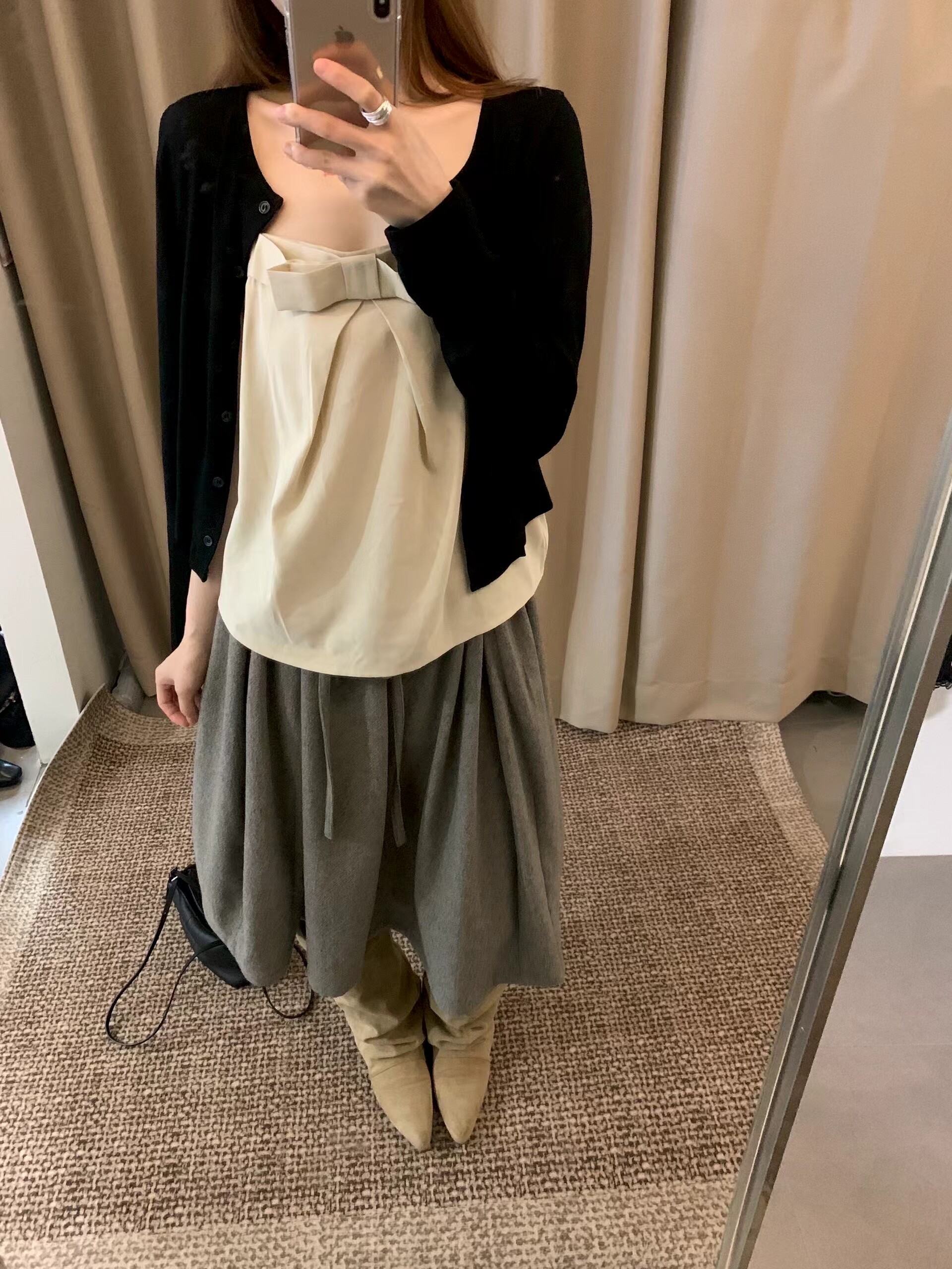 2026新款欧货女装时尚百搭圆领长袖针织开衫女宽松显瘦上衣两件套
