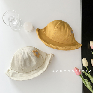 韩国宝宝帽子春季 可爱洋气儿童遮阳帽春秋出游婴儿渔夫帽盆帽 薄款