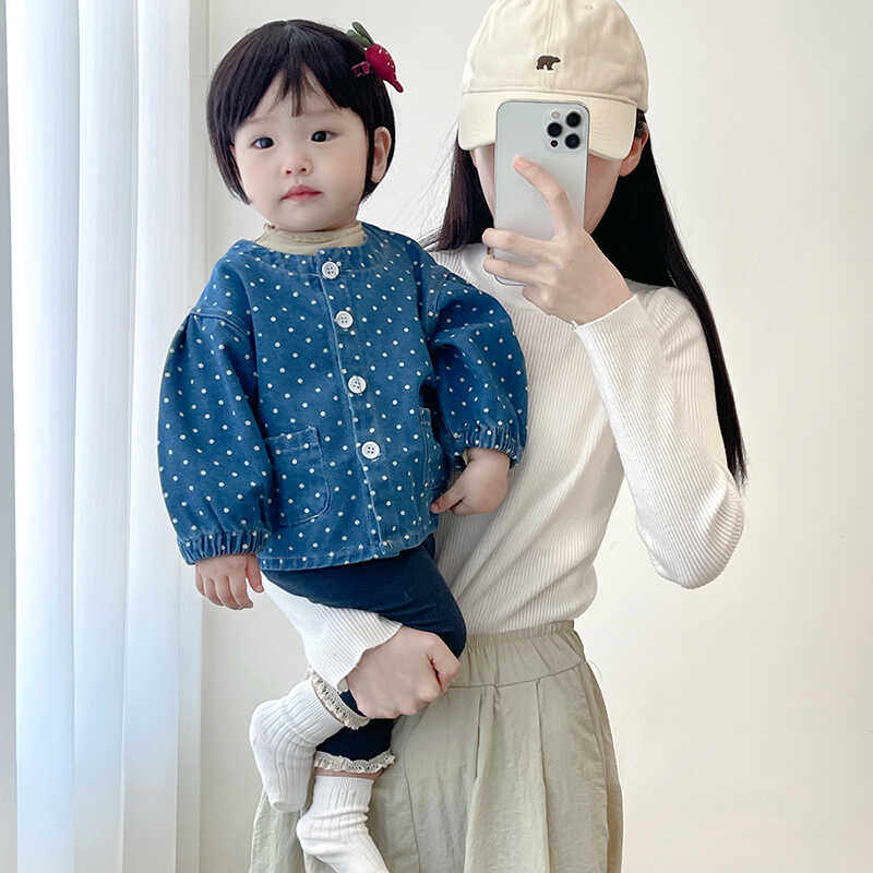 女童春秋装套装圆点牛仔外套女宝宝洋气长袖打底衫婴儿纯色打底裤,童装/婴儿装/亲子装,套装,淘宝优惠券,粉丝福利购,淘宝优惠卷
