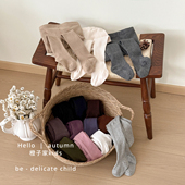 舒适连裤 女童春秋款 纯色针织打底袜女宝宝韩版 袜婴儿洋气连脚袜子