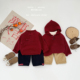 拜年服毛衣女宝宝加厚保暖连帽针织衫 男童冬款 红色新中式 婴儿上衣