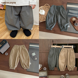 韓系男童春秋季 寶寶休閑寬松燈籠褲 嬰兒洋氣百搭哈倫褲 純色束腳褲