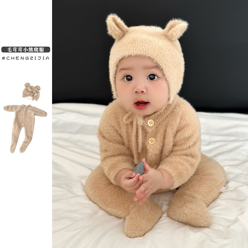 婴儿衣服秋冬连体衣超萌哈衣可爱包屁衣宝宝秋装外出服洋气爬爬服