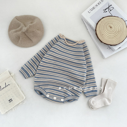 新生婴儿衣服秋装宝宝针织连体衣