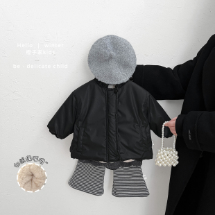 女童冬季 加绒加厚气质皮衣女宝宝洋气保暖拉链外套婴幼儿棉服 韩版