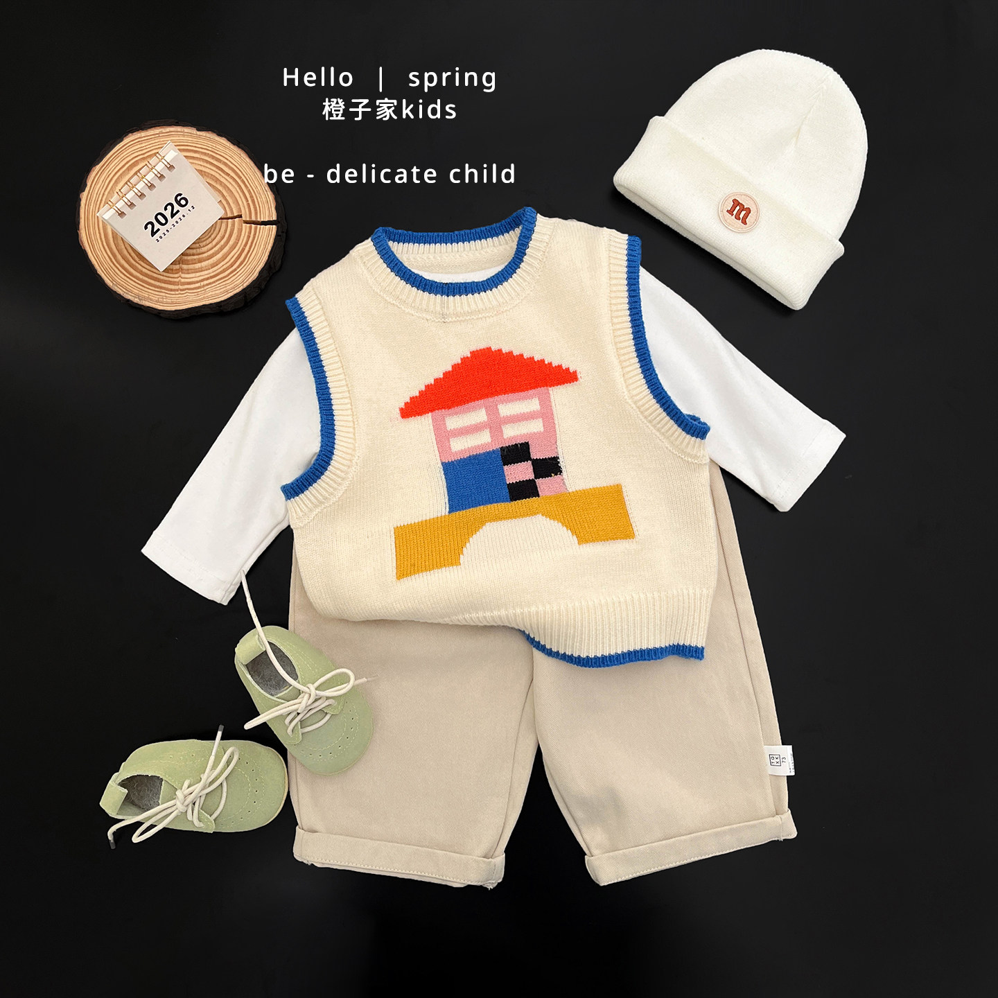 男童春秋季洋气撞色针织马甲男宝宝韩版休闲套头毛衣婴儿坎肩背心