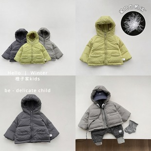 男童羽绒服冬装 2025婴儿轻薄白鸭绒外套女宝宝连帽加厚保暖棉服潮