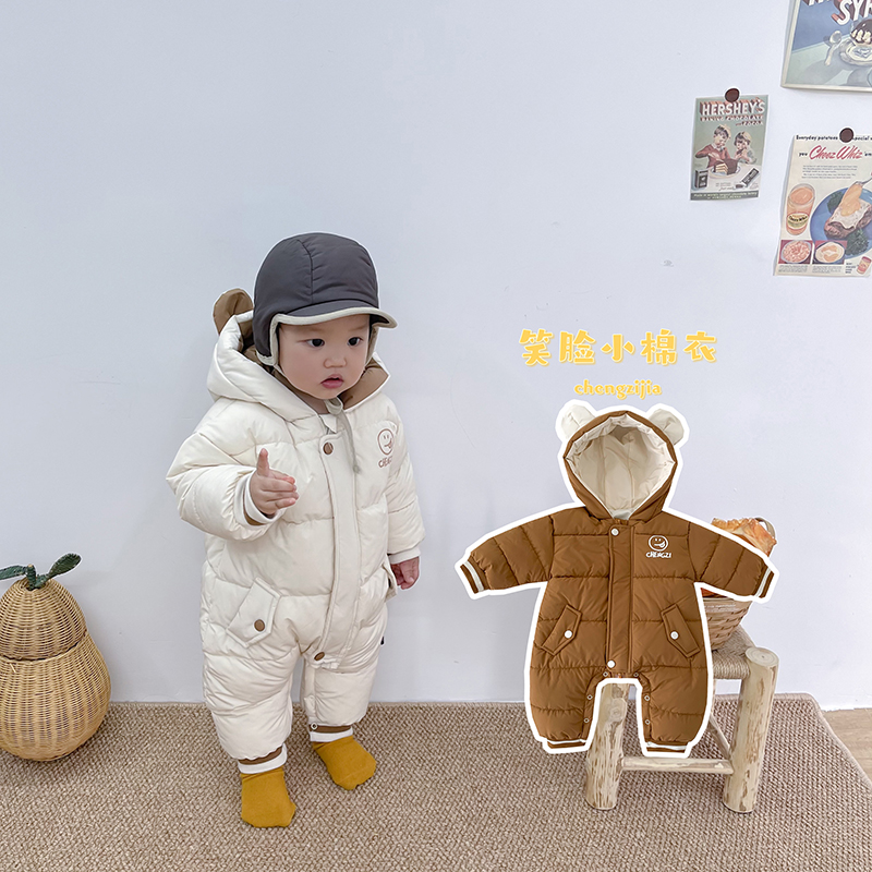男宝宝爬服哈衣外出抱衣加厚