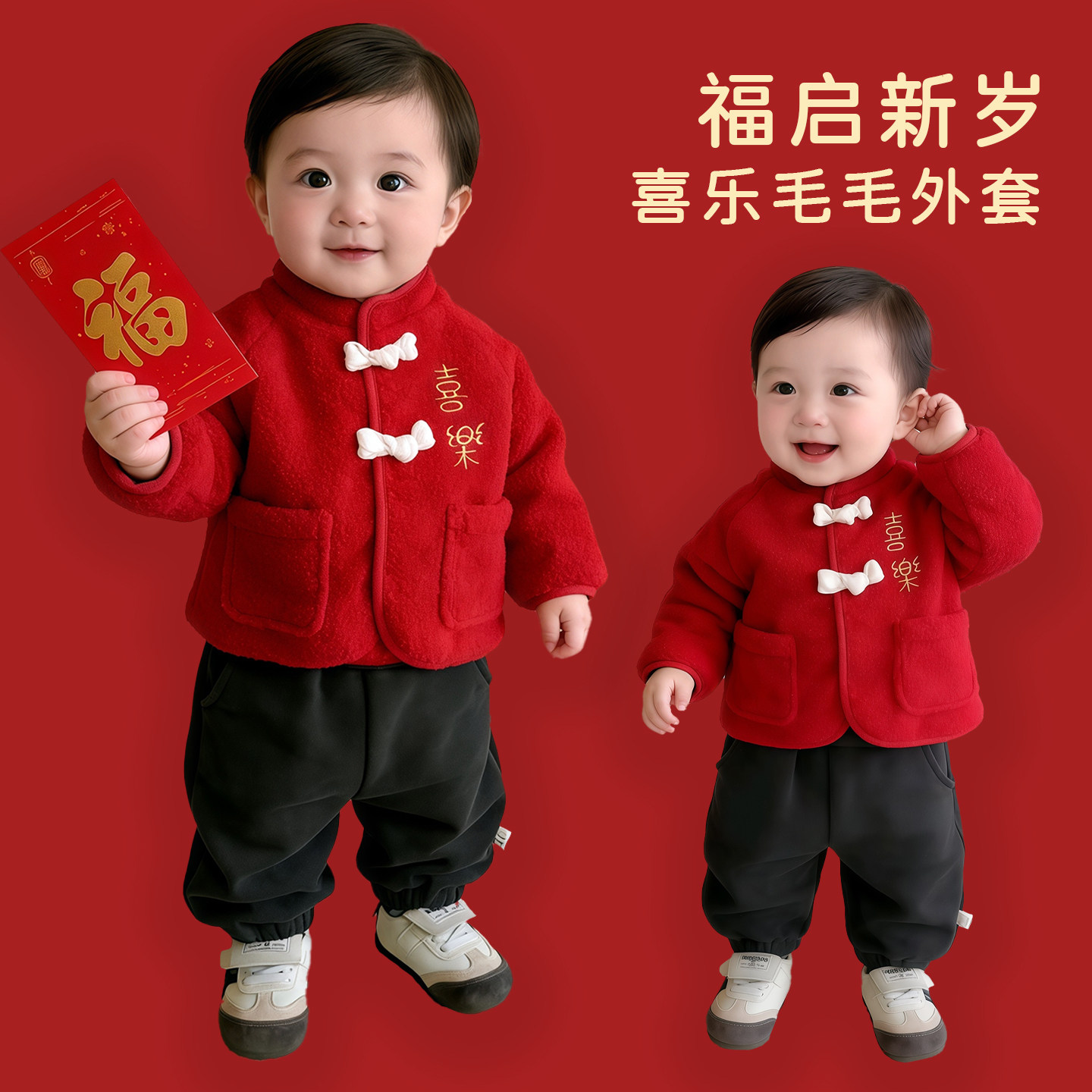 男童冬款新年棉服套装男宝宝红色加厚保暖拜年服外套婴儿加绒裤子,童装/婴儿装/亲子装,套装,淘宝优惠券,粉丝福利购,淘宝优惠卷