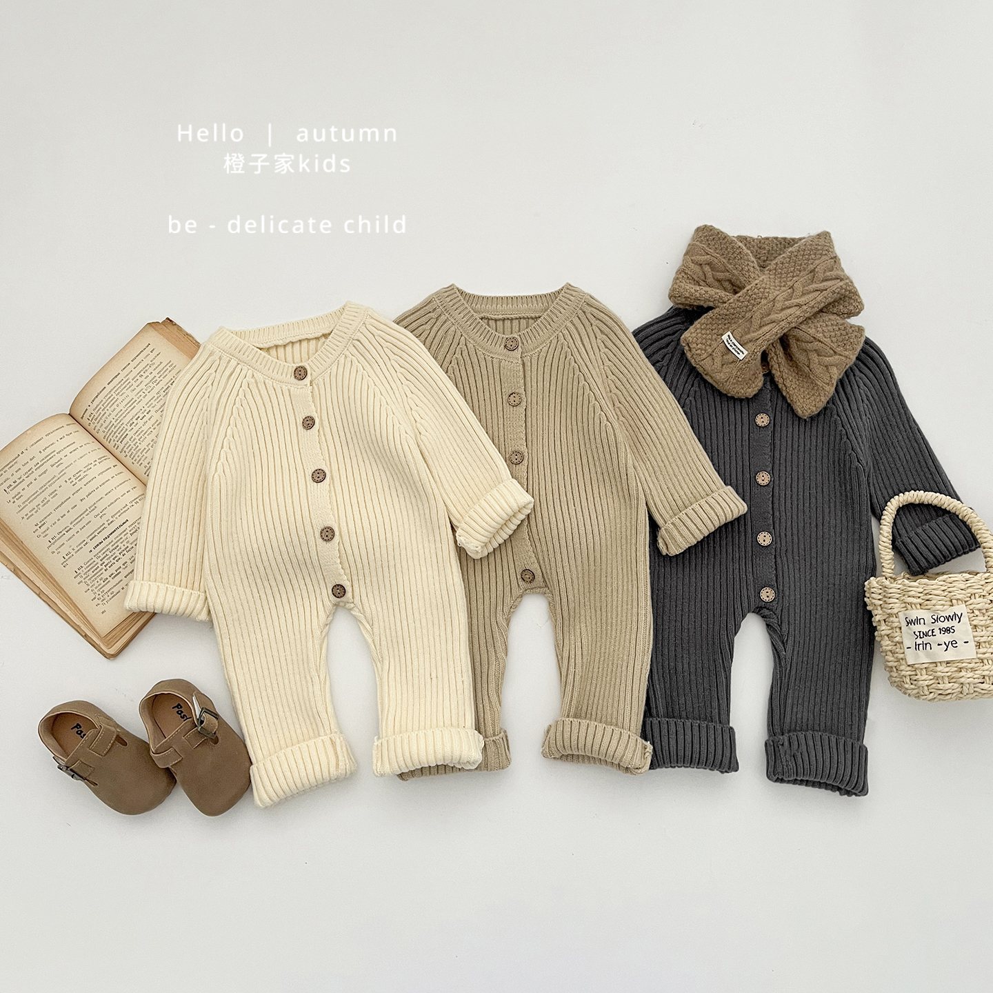 新生儿宝宝秋冬款韩版针织爬服