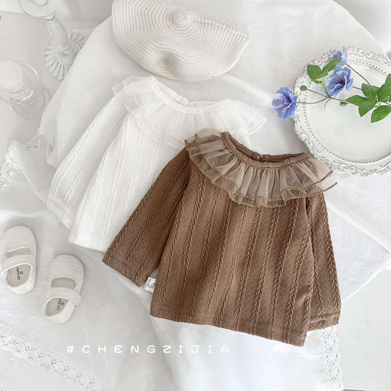 麻花针织长袖T恤公主韩版娃娃领