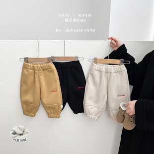 男宝宝宽松保暖卫裤 子婴儿洋气百搭束脚裤 韩系休闲加绒裤 男童冬款