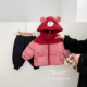 男童冬款 新年红色连帽棉服女宝宝洋气格子棉衣婴幼儿加厚保暖外套
