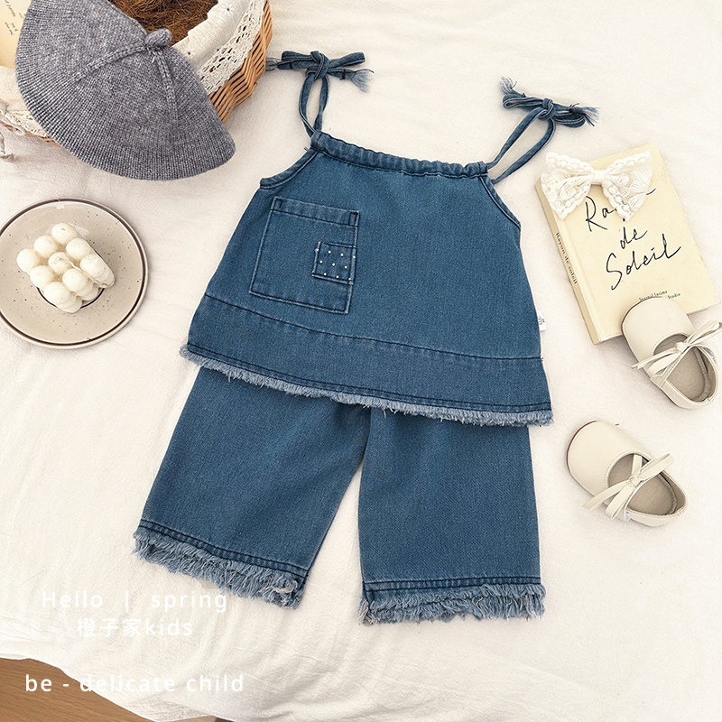韩国童装女童牛仔套装春秋季女宝宝洋气吊带上衣婴儿宽松牛仔裤子,童装/婴儿装/亲子装,套装,淘宝优惠券,粉丝福利购,淘宝优惠卷