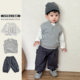 婴幼儿套装 裤 男宝宝纯色马甲韩版 T恤帅气工装 三件套 长袖 INS春秋季