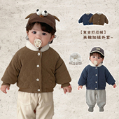 男童冬季 百搭灯芯绒外套男宝宝加绒加厚保暖棉服婴儿休闲棉袄 韩版