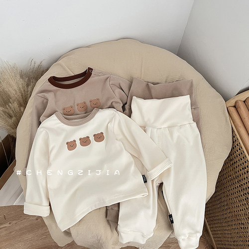 小熊打底衫卡通印花家居服套装