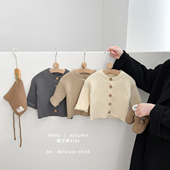 男童洋气百搭毛衣外套婴幼儿外出服 圆领针织开衫 男宝宝春秋季 韩版