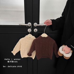 女童冬款复古麻花毛衣男宝宝韩版加厚保暖针织衫婴儿百搭休闲上衣