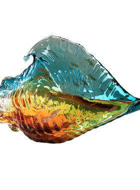 欣唯嘉轻奢现代彩色琉璃海螺摆件