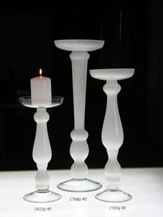 白色玻璃烛台摆件人工吹制现代欧式 家居装 饰婚庆客厅玄关枝形蜡烛