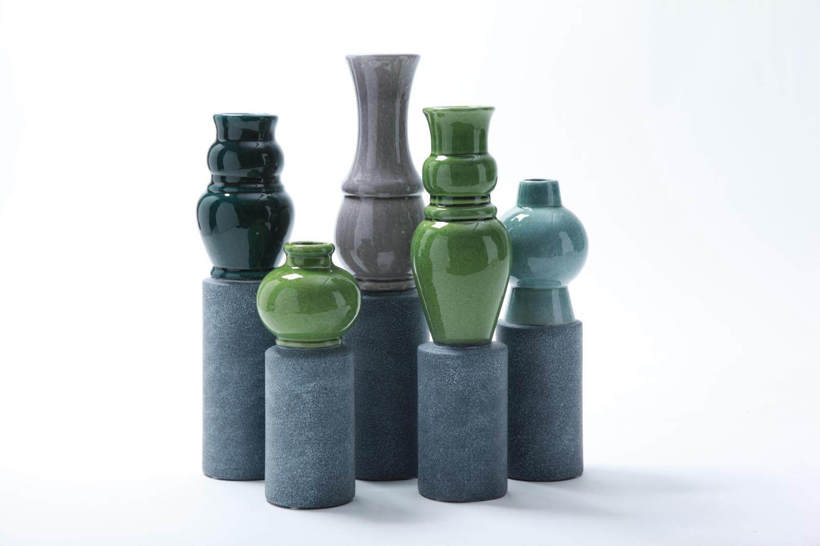 欧式陶瓷细长花瓶罗马柱造型口径10cm多尺寸软装配饰客厅家居饰品