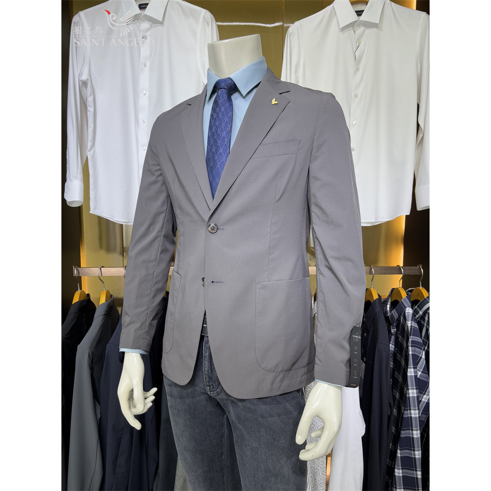 报喜鸟运动锦氨棕色中弹商务休闲韩版修身男春西服轻薄专柜正品